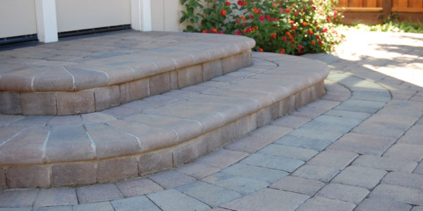 Bullnose steps with stone pavers