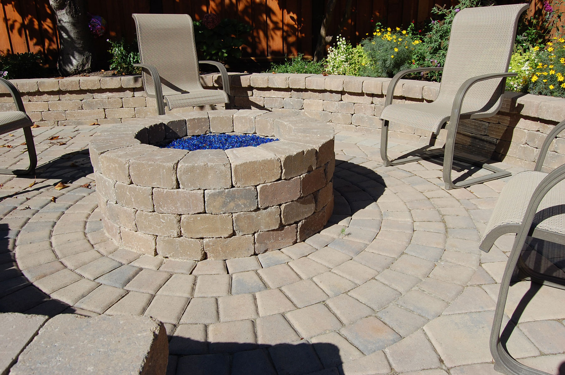 Firepit built with stone pavers