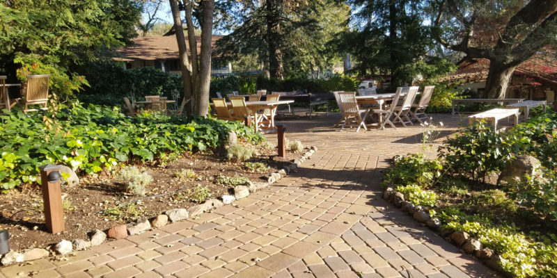 Stone paver pathway at a resort in Sonoma