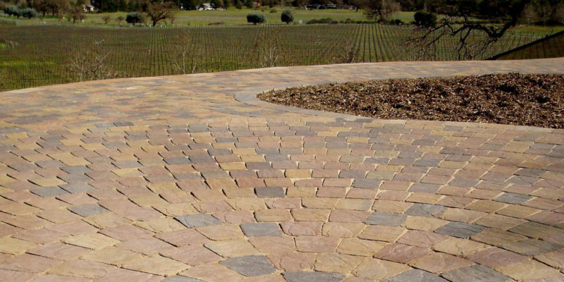 Stone paver circular feature at a winery