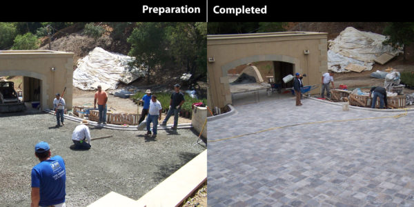 Example depicting a stone paver installation