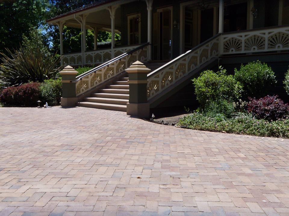 Paver installation at the McDonald Mansion in Santa Rosa by the Legacy Paver Group.